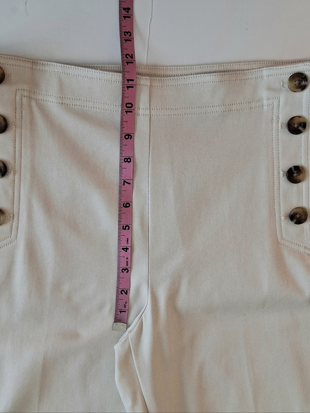Ann Taylor Sailor Grace Ankle Pants Stretch Cotton Blend Sz 10P Cream Vanilla - Picture 9 of 11
